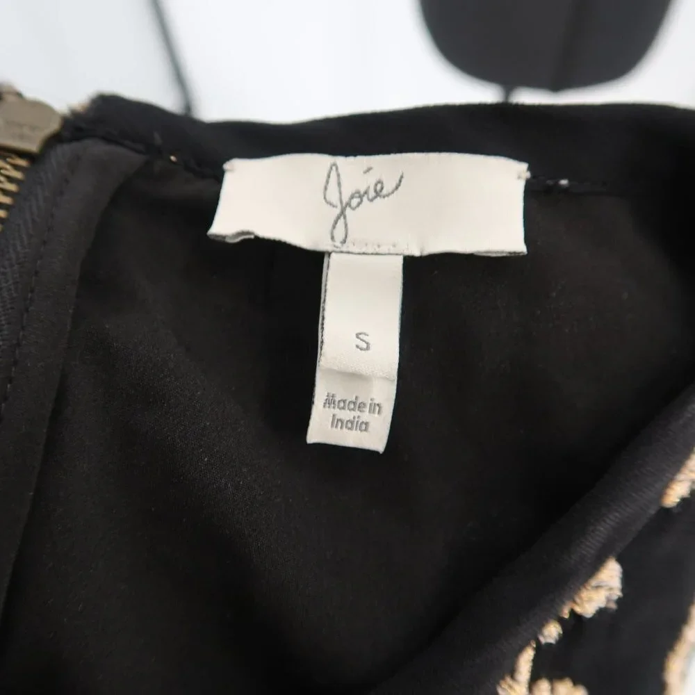 Joie Women's Short Sleeve Blouse Sparkly Gold and Black Size Small - Picture 3 of 8